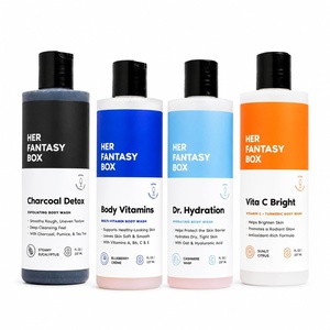 Her Fantasy Box | Body Wash Gift Set – Hydrating, Exfoliating & Brightening Body Wash Collection with Vitamin C, Charcoal, Hyaluronic Acid & Blueberry Crème Formula