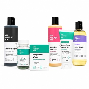 Her Fantasy Box | Post Workout Fresh Kit – Charcoal Exfoliating Body Wash, Probiotic Wash, Chlorophyll Capsules, Mint Deodorant, Lavender Vanilla Body Oil & Wipes