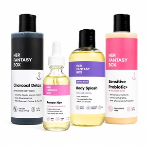 Her Fantasy Box | Smooth Skin Set – Charcoal Exfoliating Body Wash, Sensitive Probiotic Wash, Lavender Body Oil & Renew Her Oil for Soft, Silky Skin