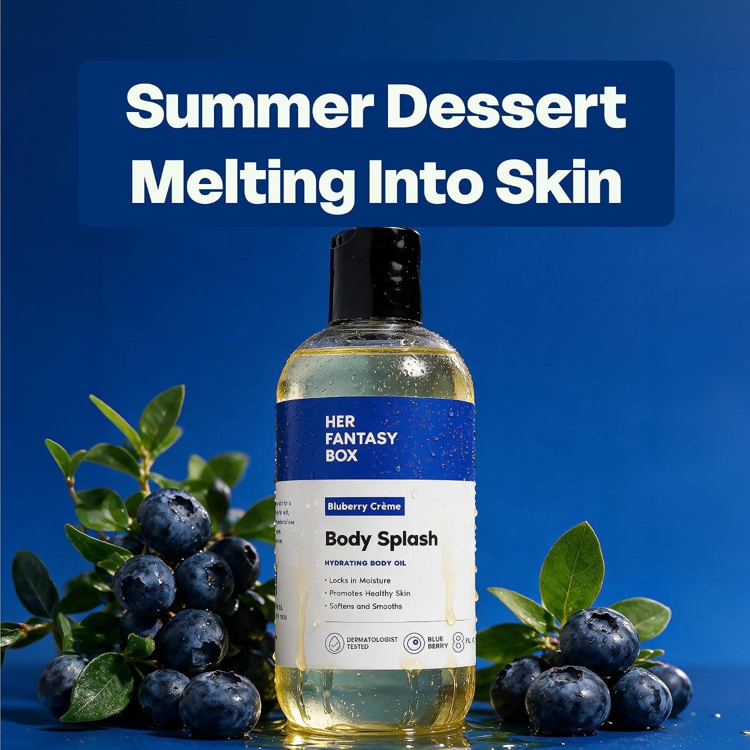 image:imageHer Fantasy Box Body Splash Hydrating Body Oil Pineapple Creme Moisturizing NonGreasy Formula for Soft Smooth Skin AllNatural Lightweight amp NourishingBlueberry