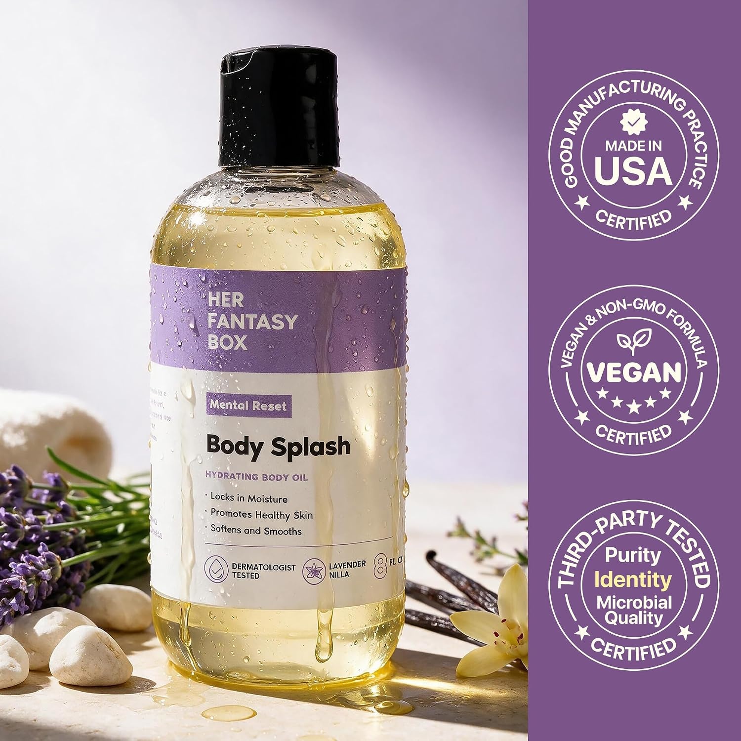 image:imageHer Fantasy Box Body Splash Hydrating Body Oil Pineapple Creme Moisturizing NonGreasy Formula for Soft Smooth Skin AllNatural Lightweight amp NourishingMental Reset