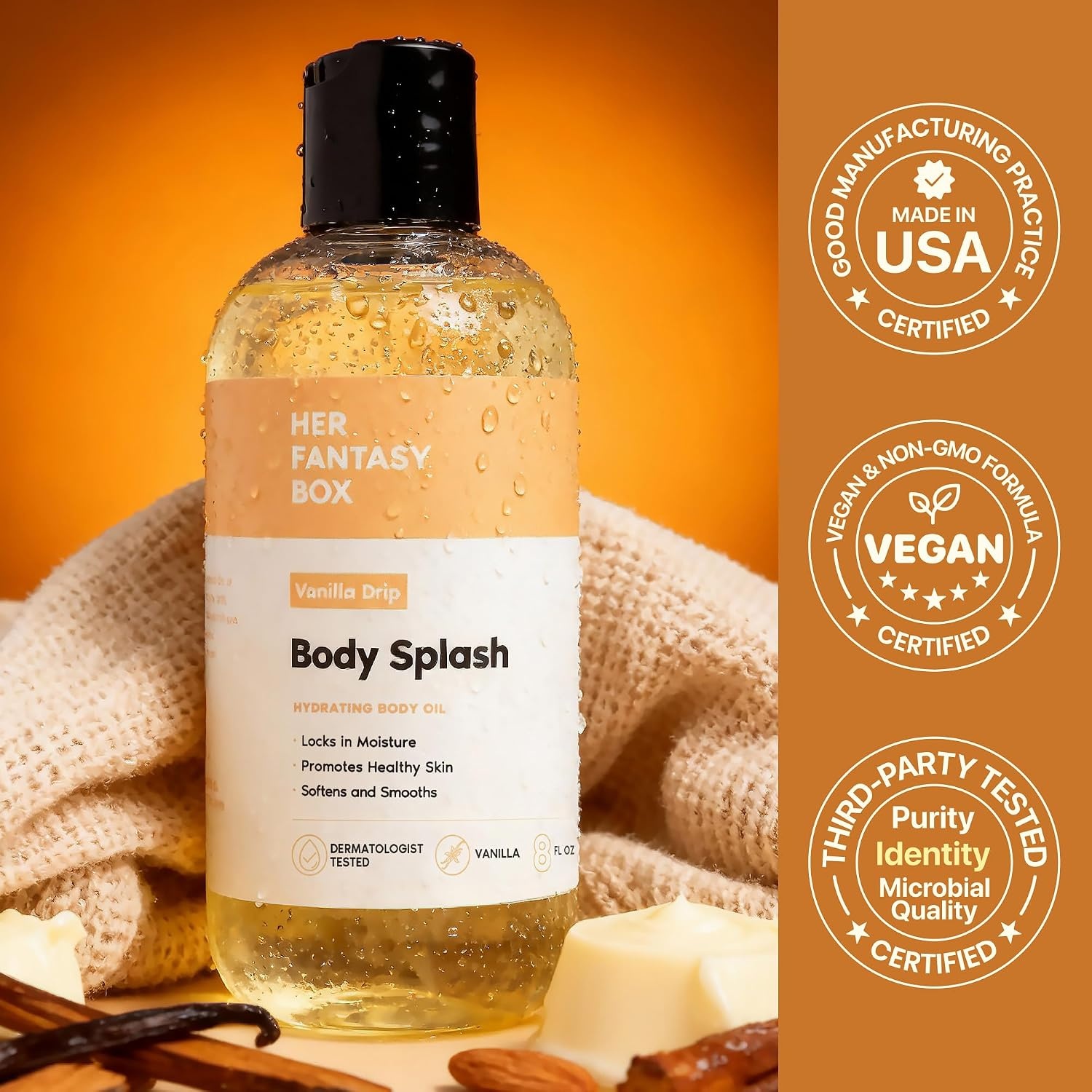image:imageHer Fantasy Box Body Splash Hydrating Body Oil Pineapple Creme Moisturizing NonGreasy Formula for Soft Smooth Skin AllNatural Lightweight amp NourishingVanilla