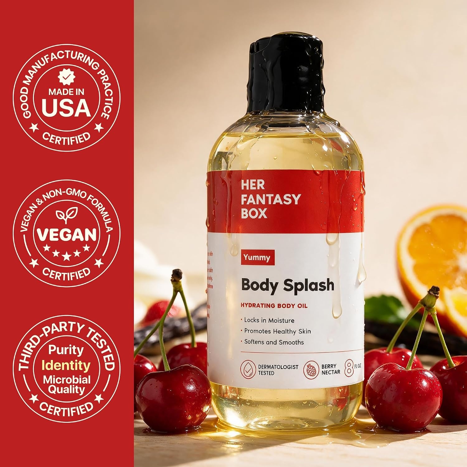 image:imageHer Fantasy Box Body Splash Hydrating Body Oil Pineapple Creme Moisturizing NonGreasy Formula for Soft Smooth Skin AllNatural Lightweight amp NourishingYummy