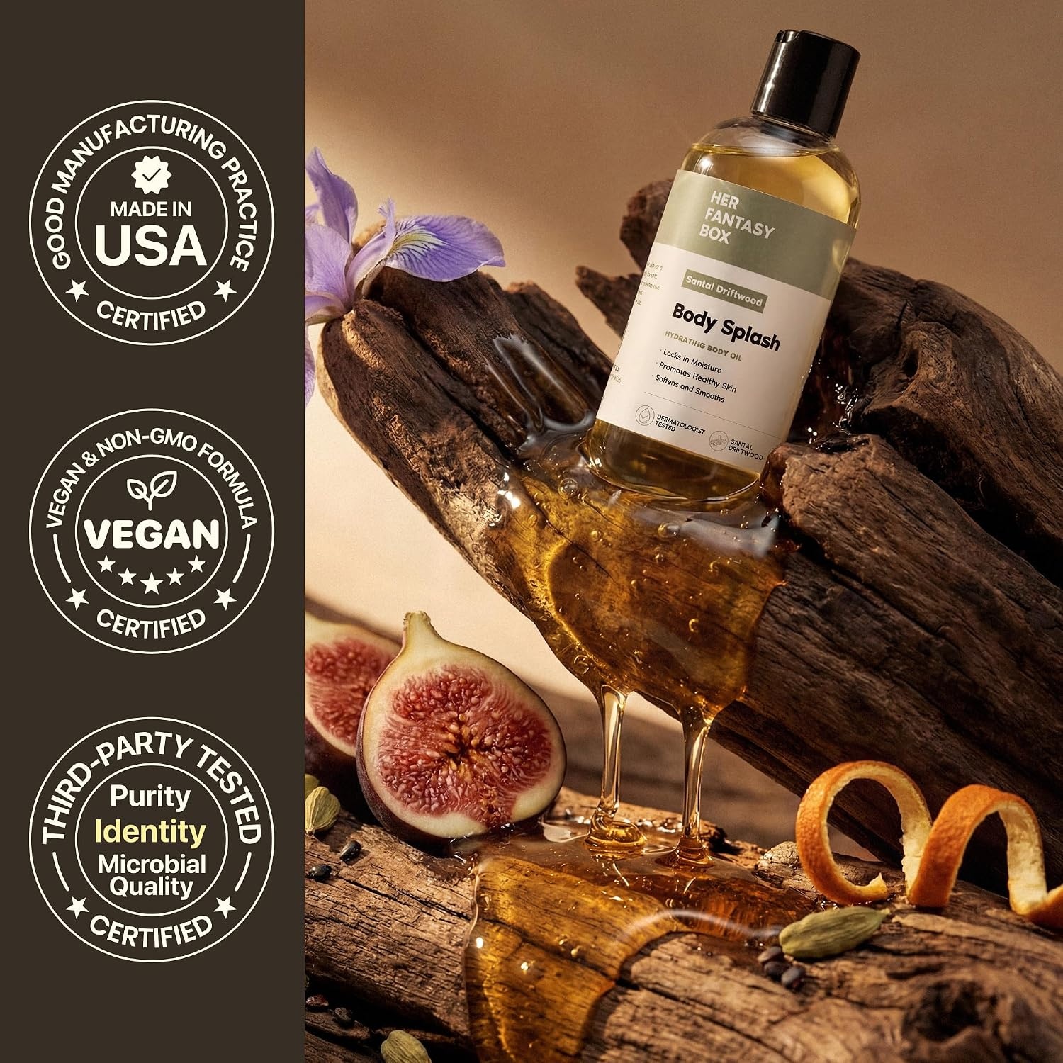 image:imageHer Fantasy Box Body Splash Hydrating Body Oil Pineapple Creme Moisturizing NonGreasy Formula for Soft Smooth Skin AllNatural Lightweight amp NourishingSantal Driftwood