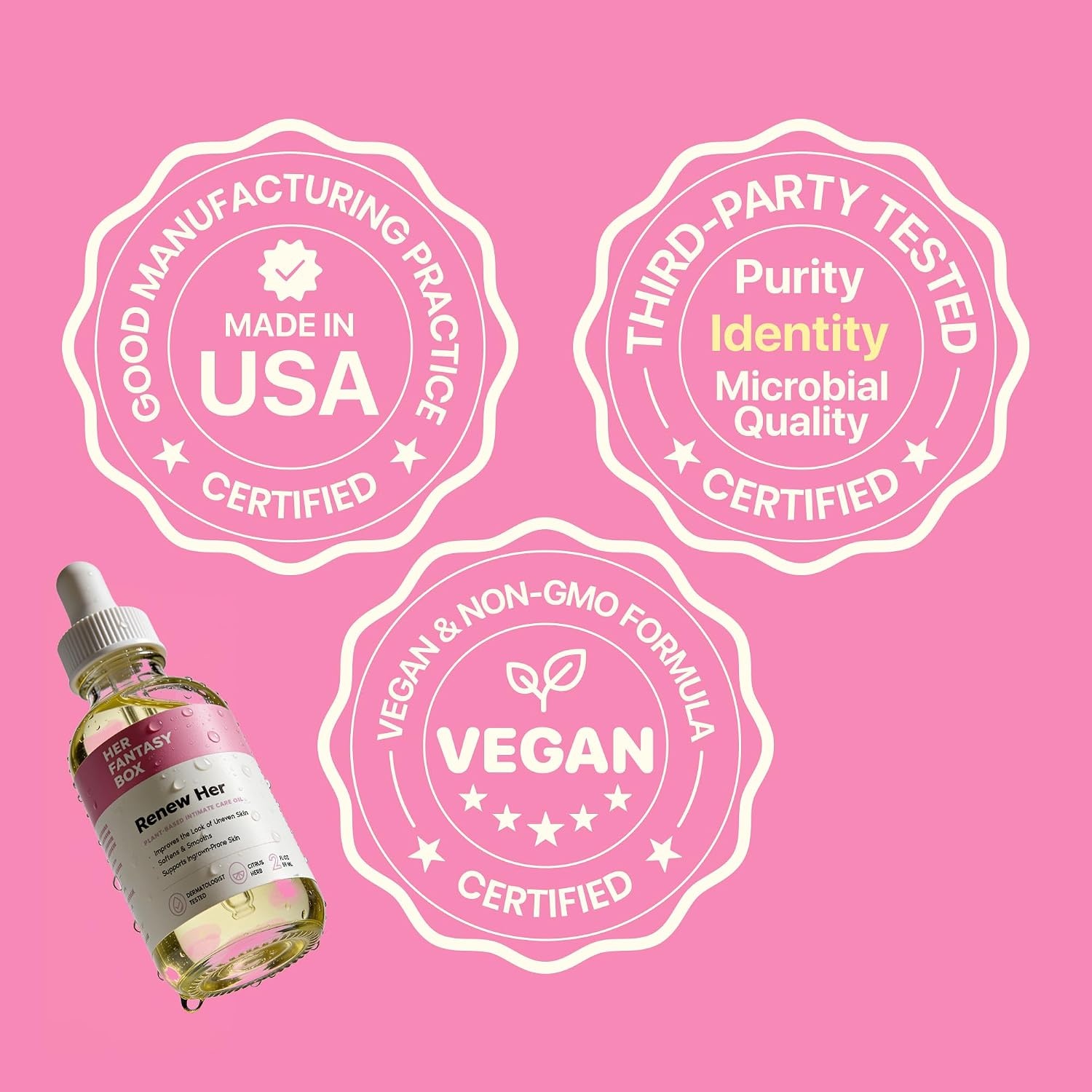 image:imageHer Fantasy Box Renew Her Natural Rejuvenating Yoni Oil for Dark Spots Ingrown Hair and Skin Brightening Nourishing Moisturizing Formula for All Skin Types2 Fl Oz Pack of 1